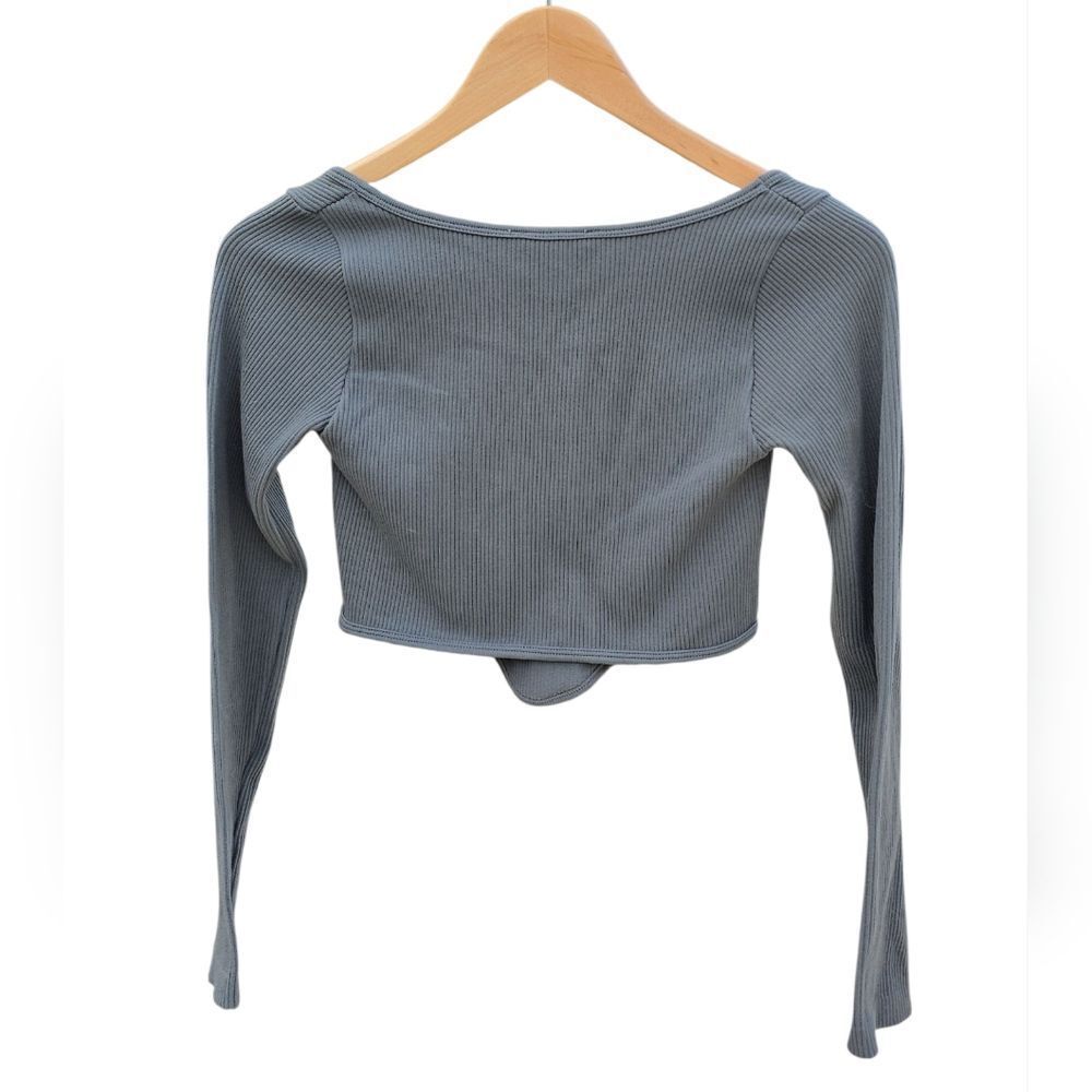 Zara Gray Ribbed Crop Top - Picture 11 of 11